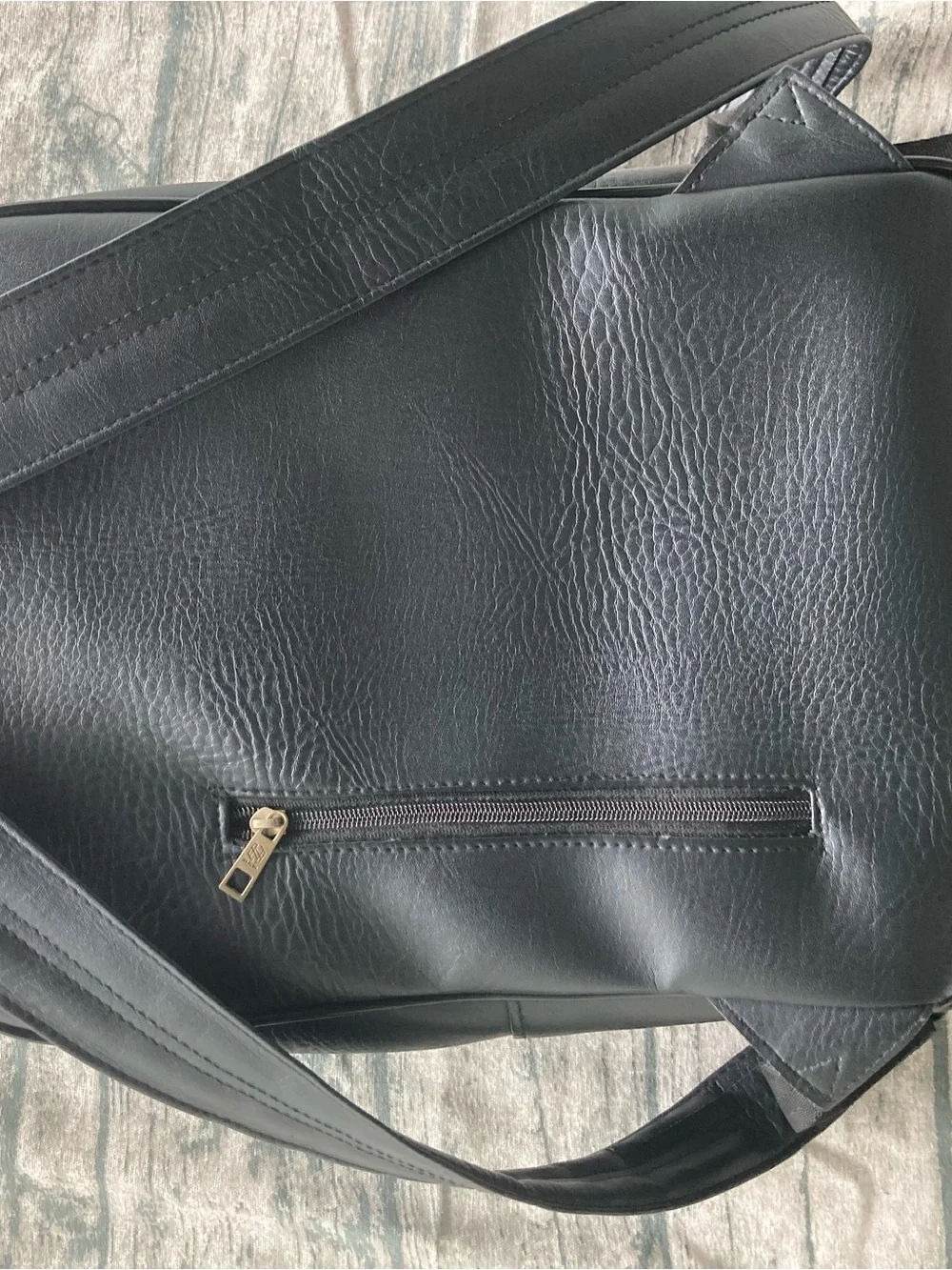 Men's Black Faux Leather Backpack with Front Flap Pocket